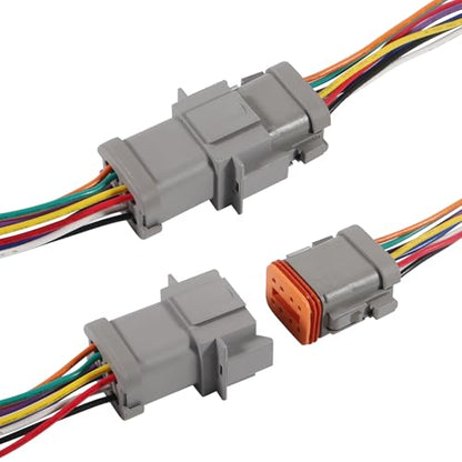 2Set Deutsch DT 8 Pin Waterproof Connector Kit DT Automotive Electrical Connector 8 Way Male Female Plug Wiring Harness with 16 AWG Cable Wire for Car Truck Boats - color: 2Sets 8Pin