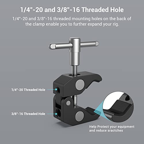 SMALLRIG Super Clamp w/ 1/4" and 3/8" Thread and 5.8 Inches Adjustable Friction Power Articulating Magic Arm with 1/4" Thread Screw for LCD Monitor/LED Lights - KBUM2730 (Pack of 2) - size: 5.8''+arm only (Pack of 2)