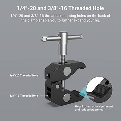 SMALLRIG Super Clamp w/ 1/4" and 3/8" Thread and 5.8 Inches Adjustable Friction Power Articulating Magic Arm with 1/4" Thread Screw for LCD Monitor/LED Lights - KBUM2730 (Pack of 2) - size: 5.8''+arm only (Pack of 2)