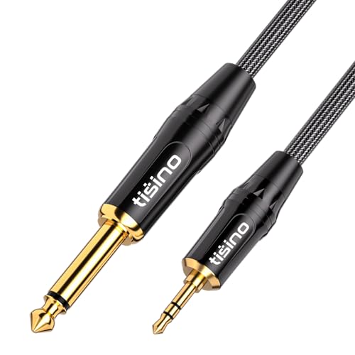 Tisino 1/4 to 1/8 Stereo Cable, 3.5mm TRS to 1/4 inch TS Mono Interconnect Cable - Mono to Stereo Adapter - 6 Feet - size: 6.6 feet