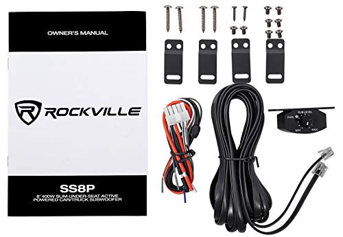 Rockville SS8P 8" Powered Under-Seat Car Subwoofer with RWK10 Amp Kit