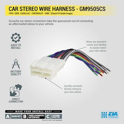 Scosche GM9505CS Complete Single DIN Stereo Installation Kit for Select Non-Amplified 1995-05 GM Full Size Trucks and SUV's - No Steering Wheel Remote - See Fit Guide in Images to Verify Your Vehicle - style: Complete Installation Kit