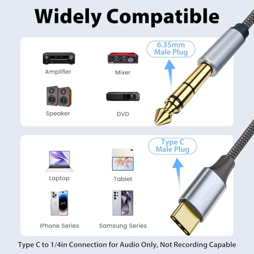 Cyberguys! USB C to 1/4" Audio Cable, USBC to 1/4 Stereo Adapter, 10ft - size: 10ft