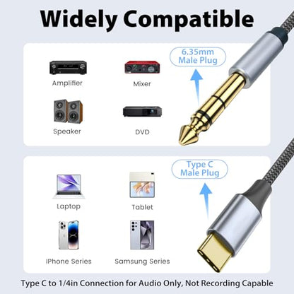 Cyberguys! USB C to 1/4" Audio Cable, USBC to 1/4 Stereo Adapter, 10ft - size: 10ft