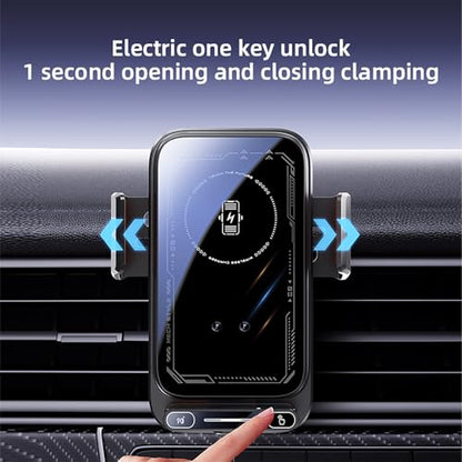 Wireless Car Charger Mount,Motorized 90° Rotating Auto-Clamping Air Vent Car Phone Holder Charger with Smart Sensor, 15W Fast Charging Wireless Car Charger for iPhone/Samsung (Black) - color: Black