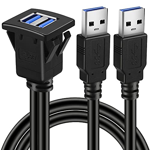 Dual Ports Square USB 3.0 Panel Flush Mount Extension Cable 6ft - size: 6ft