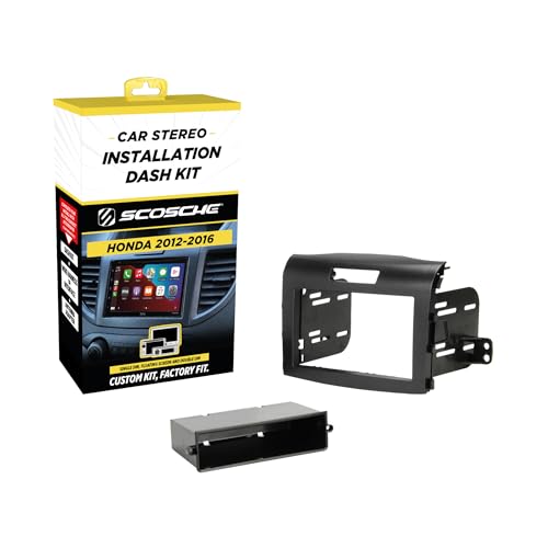 Scosche HA1714B Double DIN or Single DIN with Pocket Radio Installation Dash Kit Compatible with 2012-2016 Honda CR-V Vehicles - Aftermarket Car Stereo Install Kit Radio Bracket - See Fit Guide Image