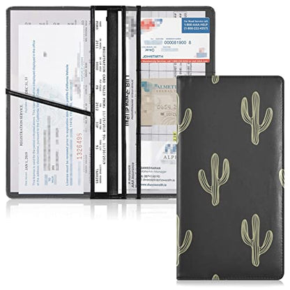 ALAZA Car Registration and Insurance Card Holder Cute Boho Cactus Vehicle Glove Box Automobile Documents Paperwork Waller Case Organizer