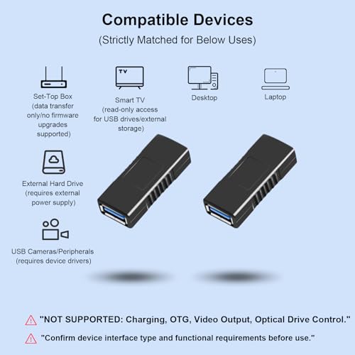 Oxsubor SuperSpeed USB 3.0 Coupler Adapter Type A Female to Female Bridge Extension Connector (2PCS) - style: usb 3.0 adapter female to female