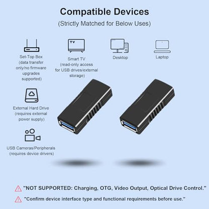 Oxsubor SuperSpeed USB 3.0 Coupler Adapter Type A Female to Female Bridge Extension Connector (2PCS) - style: usb 3.0 adapter female to female