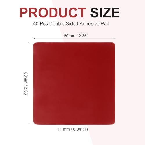 40 Pcs Double Sided Adhesive Pads, 2.36" x 2.36" Dash Cam Sticky Pads Self-Adhesive Square Mounting Foam Tape Waterproof & Heat Resistant for Car Walls Picture Home Decor, Red - size: 2.36" x 2.36"