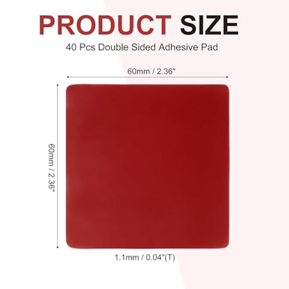 40 Pcs Double Sided Adhesive Pads, 2.36" x 2.36" Dash Cam Sticky Pads Self-Adhesive Square Mounting Foam Tape Waterproof & Heat Resistant for Car Walls Picture Home Decor, Red - size: 2.36" x 2.36"