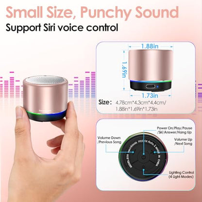 Portable Bluetooth Speaker, Mini Speakers, Wireless, RGB Ligths - color: Pink