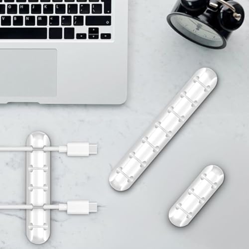 3-Packs Cable Holder Clips, Cable Management Cord Organizer Clips Self Adhesive for Desktop USB Charging Cable Nightstand Power Cord Mouse Cable Wire PC Home,Office,Car,Desk,Nightstand(7, 5, 3 White)