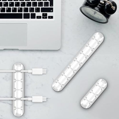 3-Packs Cable Holder Clips, Cable Management Cord Organizer Clips Self Adhesive for Desktop USB Charging Cable Nightstand Power Cord Mouse Cable Wire PC Home,Office,Car,Desk,Nightstand(7, 5, 3 White)