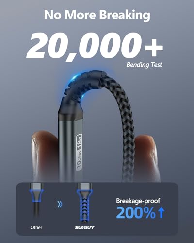 SUNGUY 10Gbps Android Auto USB Cable 3FT, 3A USB C 3.1 Gen2 Cable Data Transfer, USB C CarPlay Cable Fast Charging for iPhone 17/16/15 Series, Samsung Galaxy S25 S24 Ultra, Pixel - color: Grey, size: 3FT