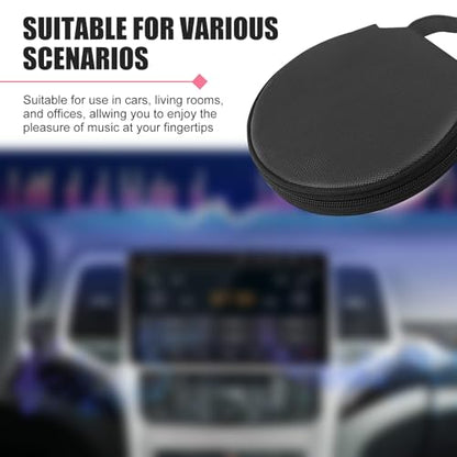 Car CD Case, Oxford Waterproof Disc Storage Binder with Transparent Film Divider, 20 Capacity Portable Round Disc Case, Universal DVD Organizer for Cars (Black)