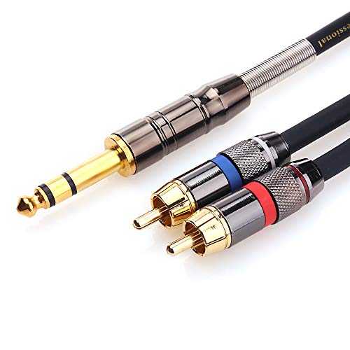 Tisino 2 RCA to 1/4" TRS Stereo Audio Y Splitter Insert Cable, 10 FT/3m - size: 10 feet