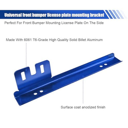 Car License Plate Bracket Holder, Aluminum Front Bumper License Plate Relocator Frame Holder Bar, License Plate Mount Bracket Kit with Bolts and Nuts, Universal License Plate Holder (Blue) - color: Blue
