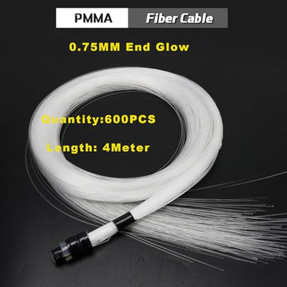 AZIMOM 50pcs*13.1ft PMMA Plastic Fiber Optic Strands End Glow 0.75mm/ 0.03in Optical Fiber Cable Roll for Star Sky Ceiling All Kind led Light Engine Source Driver - size: 50pcs*0.03in*13.1ft