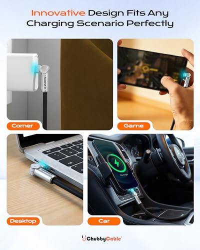 chubbycable RotateX 240W 180° Rotating USB C to USB C Cable, Black, 9.8ft - color: Black, size: 9.8ft (3m)
