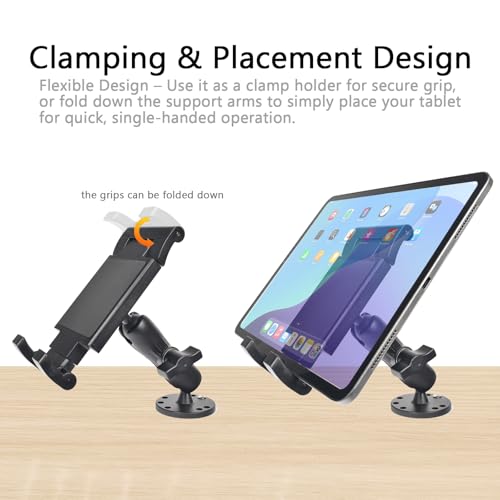 VAUBORTTI Heavy-Duty Tablet Mount, Aluminum Arm, Screw-Locked Holder, Industrial AMPS Base – Fits RAM B Size – Truck, Car, RV Dash, Desk, Wall Mount – 7–12.9" iPad Pro, Air, Mini, Galaxy Tab Holder