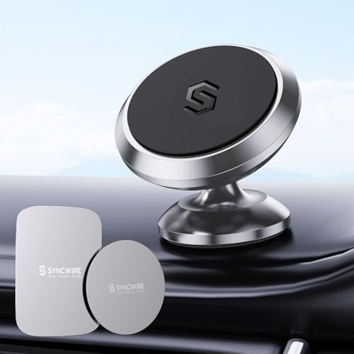 SYNCWIRE Magnetic Car Phone Holder for Dashboard, 360° Adjustable Strong Magnets Cell Phone Car Mount Compatible with iPhone, Samsung, Android - Gray - color: Gray