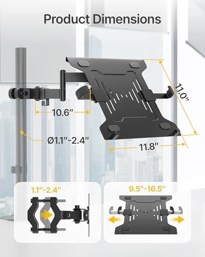 monTEK 2-in-1 Pole Mount, Laptop Tray & Monitor Arm for 10–32" Screens - size: for Laptop