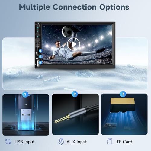 Double Din Car Stereo Radio with Wireless CarPlay Android Auto, 7 Inch HD Touch Screen Car Play Audio Receivers with Bluetooth, HD Backup Camera, FM, Mirror Link, USB/Type C/TF/AUX/SWC - style: 7 Inch with carplay