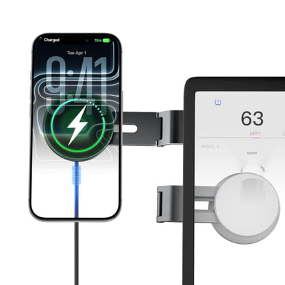 15W Charging Phone Mount for Tesla Model 3/Y, Magnetic Car Metal Holder