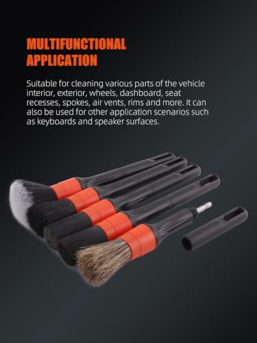 Car Drill Brush, Drill Brush Attachment SPTA 5Pcs Detachable Car Care Detailing Brush Set Soft No Scratch Boar Hair Detail Brush Car Care Detail Brush for Air Vent Automotive Interior Exterior -DF075 - color: Car Detail Brush Set 7