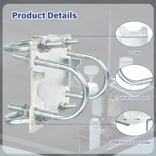 Antenna Mast Clamp Cross-Over Bracket Kit with U Bolts for 1"-2" OD Poles, Heavy Duty Mounting Hardware for MINO Yagi TV Antennas, Security Camera, Weather Station - size: 1 Piece