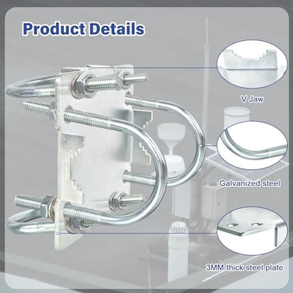 Antenna Mast Clamp Cross-Over Bracket Kit with U Bolts for 1"-2" OD Poles, Heavy Duty Mounting Hardware for MINO Yagi TV Antennas, Security Camera, Weather Station - size: 1 Piece