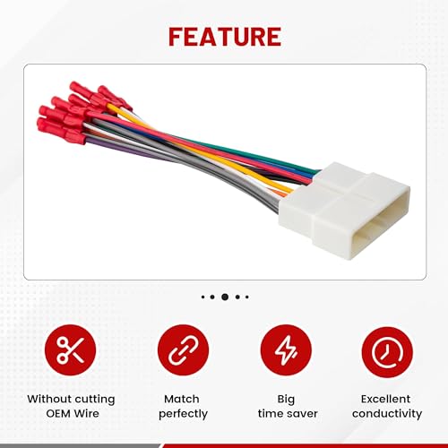 RED WOLF Car Radio Wiring Harness 16 Pins Replacement for Honda Accord Civic CRV 1986-1998, Acura Integra CL RL 1986-2001 Vehicles Aftermarket Stereo Player CD Cable Plug w/Wire Butt Install