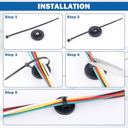 Magnetic Cable Zip Tie Mounts, 15 Pcs Heavy Duty Magnet Wire Holder Automotive Multipurpose & 50 Pcs Zip Ties & 20 Pcs Cable Tie Mounts with Tapping Screws for Wire Organization(43mm 85 Pcs) - size: 43mm-85PCS