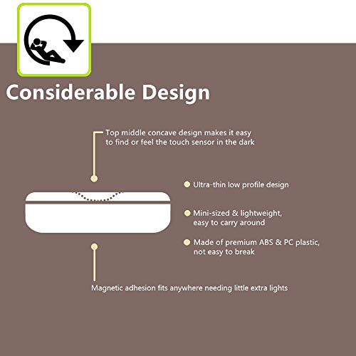 RTSU Mini Touch Light, Rechargeable Battery Operated Closet Lights Wardrobe Lights, Magnetic Stick-on Anywhere LED Night Light, Wireless Under Cabinet Lighting, Dimmable Tap Push Light Lamp - color: Ivory White-flat