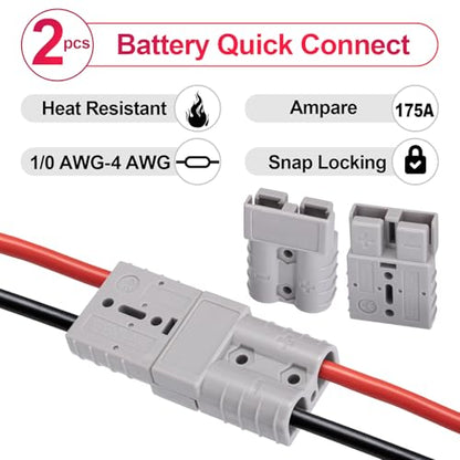 Spurtar 175A Battery Quick Connect/Disconnect, 2 Pack, 1/0 AWG, Gray - color: Gray, size: 175A(2 Pack)