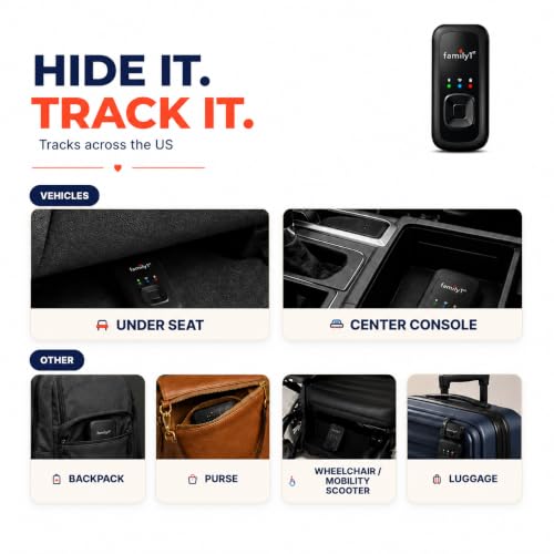 Family1st Portable Automobile GPS Trackers for Vehicles, Cars, Loved Ones, Real Time Tracking App, Up to 30 Days Battery Life, Hidden Tracking for Theft Protection & Subscription Needed.