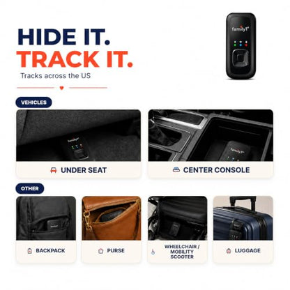 Family1st Portable Automobile GPS Trackers for Vehicles, Cars, Loved Ones, Real Time Tracking App, Up to 30 Days Battery Life, Hidden Tracking for Theft Protection & Subscription Needed.