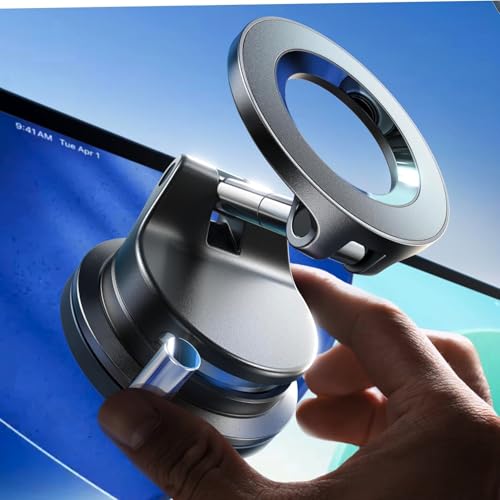 LISEN for MagSafe Car Mount [3800gf Strong Magnet & 90+LBS Suction] 360° Adjustable Vacuum Magnetic Phone Holders for Your Car, for Note 18 iPhone 17 Pro Max 16 15 14 13 12 Plus Air for All Smartphone - color: Black