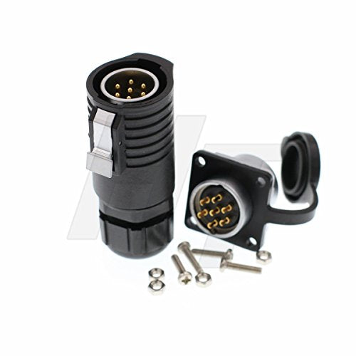 HangTon LP20 7 Pin Connector Waterproof Electrical Industrial Male Plug Panel Mount Socket, 15 Amp High-Current Power, Gold Plated Contact - color: Male Plug and Female Socket, size: 7-pin
