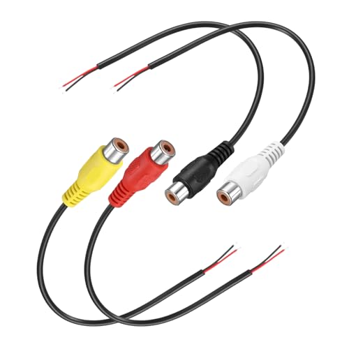 MECCANIXITY 0.7FT RCA to Bare Wire Speaker Cable, 22AWG Replacement RCA Female Plug to Open End Pigtail Audio Cable Connector Adapter for Amplifier, Home Audio Speakers