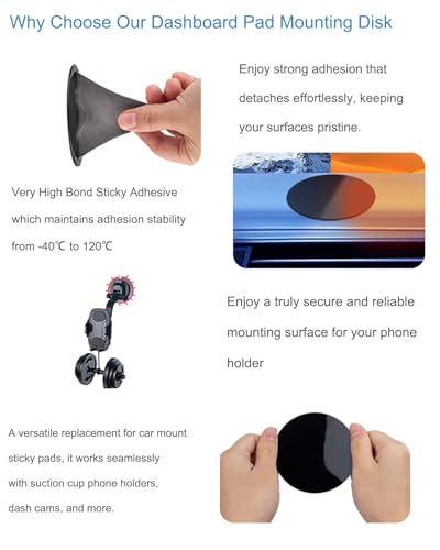 Dashboard Pad Mounting Disk for Suction Cup Phone Mount – 3 Pack 3.15"