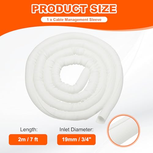 MECCANIXITY Braided Wire Loom, 7ft(2 m) - 3/4"(19mm) Wire Split Braided Cable Management Sleeve Automotive Woven Mesh Split Loom Tubing for Multi-Cable Management, White - color: White, size: 7ft(2 m) - 3/4"(19mm)