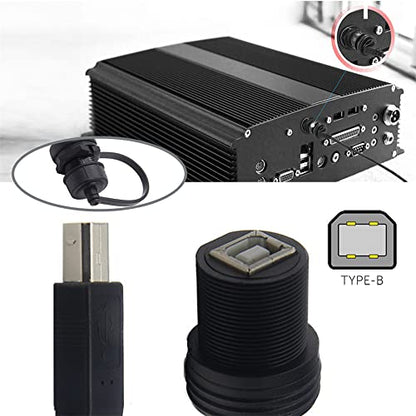 cablecc Waterproof Dustproof 480Mbps USB2.0 Standard B Type Extension Data Power Male to Female Cable Car Panel Mount Design 1m