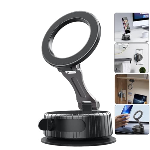 Latest Vacuum Magnetic Phone Holder for Car,Ultra Suction Cup Phone Mount, Foldable & Adjustable & Portable Vacuum Magnetic Phone Stand for All Smartphones & Car Models & Gym/Bathroom Mirror