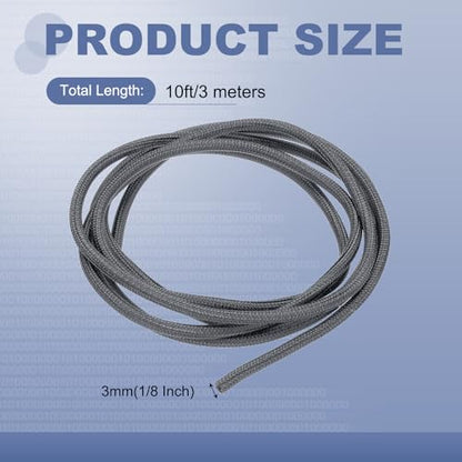 MECCANIXITY Split Sleeve Wire Loom 1/8" 10Ft Grey Self Wrapping Braided Sleeve UL94-V2 Fireproof PET Sleeving for Automotive, Home Cable Management - color: Grey, size: 1/8" x 10Ft
