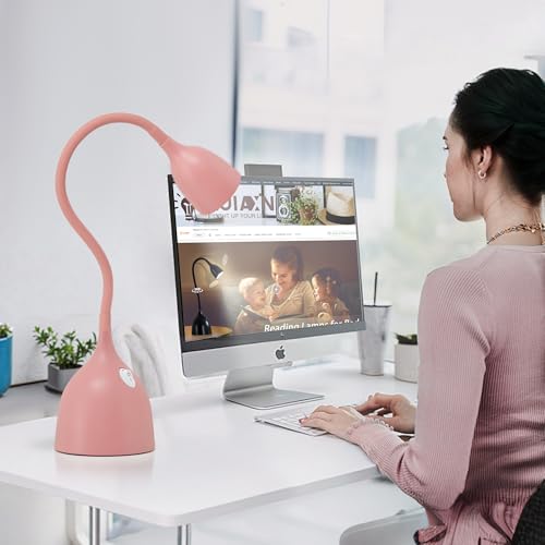 EJIAXIN Desk Lamp for College Dorm Room - LED Reading Light, Pink - color: Pink