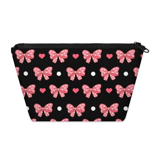 Cute Bow Makeup Bag for Women, Portable Cosmetic Bag for Travel Purse, Fashion Zipper Makeup Pouch, Small Travel Bag for Purse - color: Cute Bow