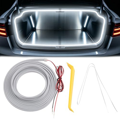157.48 Inch Flexible Trunk Light Strip,Water-Resistant LED Light Strip for Car with Soft White Glow,Universal Concealed Ambient Lighting Car Strips Cars Accessories with Tools